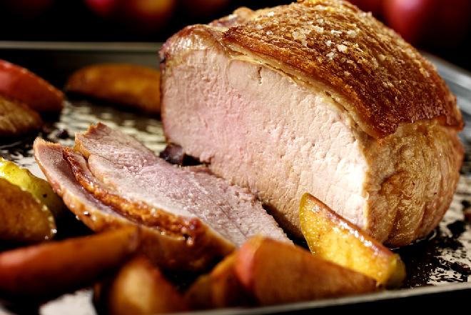 Schab pieczony z jabłkami i pomarańczami